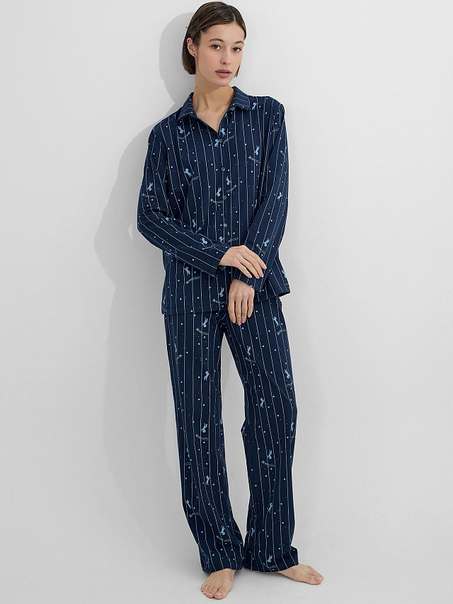 Комплект новогодний женский домашний синий - 8