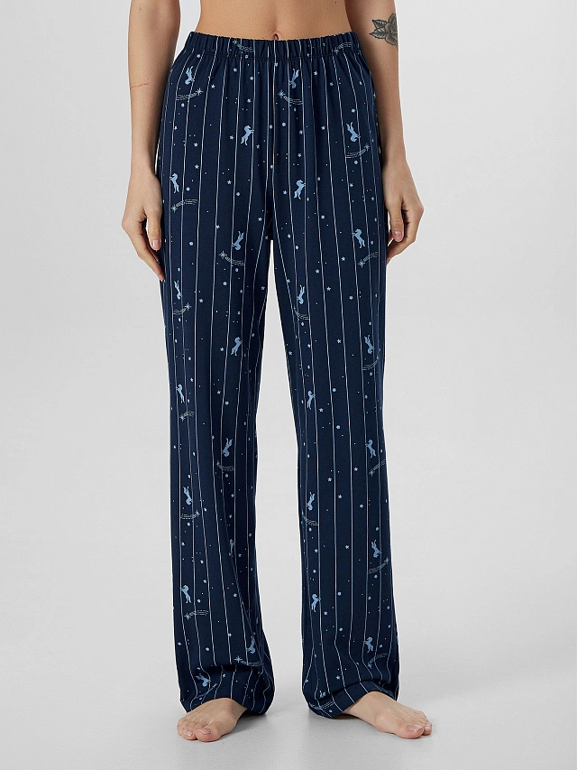 Комплект новогодний женский домашний синий - 9