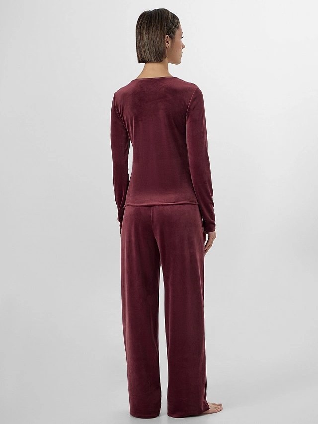 Комплект домашний женский велюровый бордовый - 3