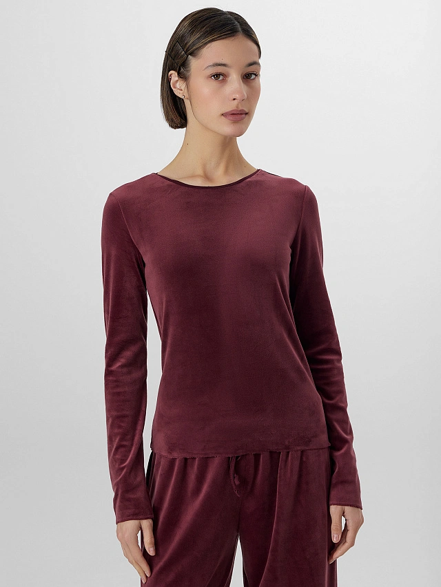 Комплект домашний женский велюровый бордовый - 4