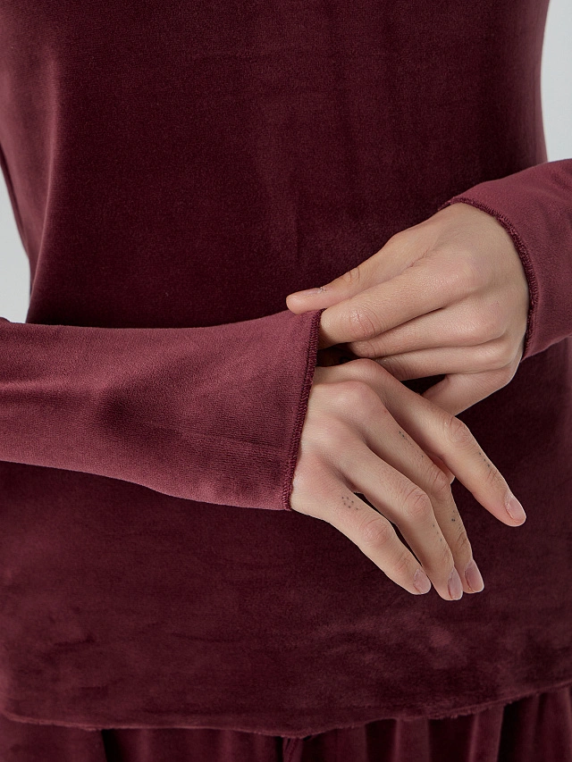 Комплект домашний женский велюровый бордовый - 6