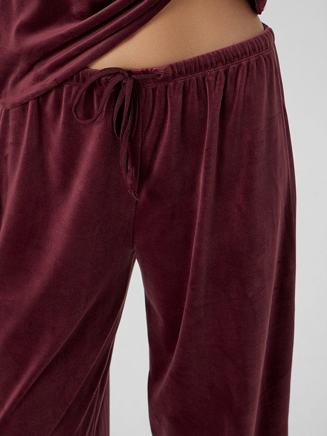 Комплект домашний женский велюровый бордовый - 7