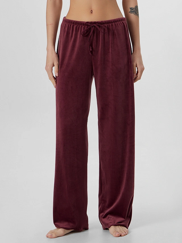 Комплект домашний женский велюровый бордовый - 9