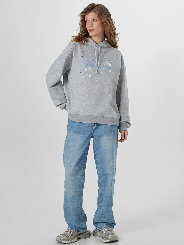 Худи женское серое с надписью "Blossom" - 4