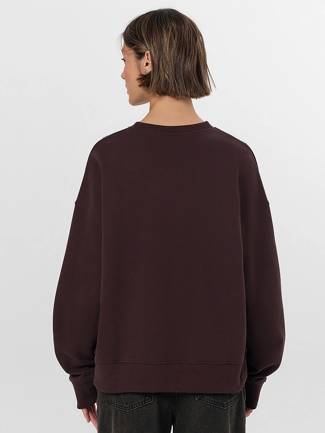 Свитшот женский коричневый с печатью - 3