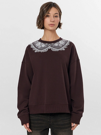 картинка Свитшот женский коричневый с печатью от магазина стильной одежды Mark Formelle