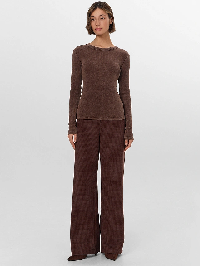 Брюки женские коричневые в клетку - 6