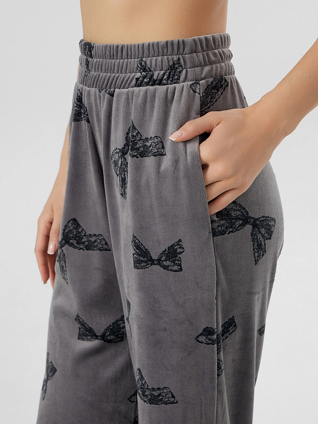 Комплект женский велюровый серый домашний - 3