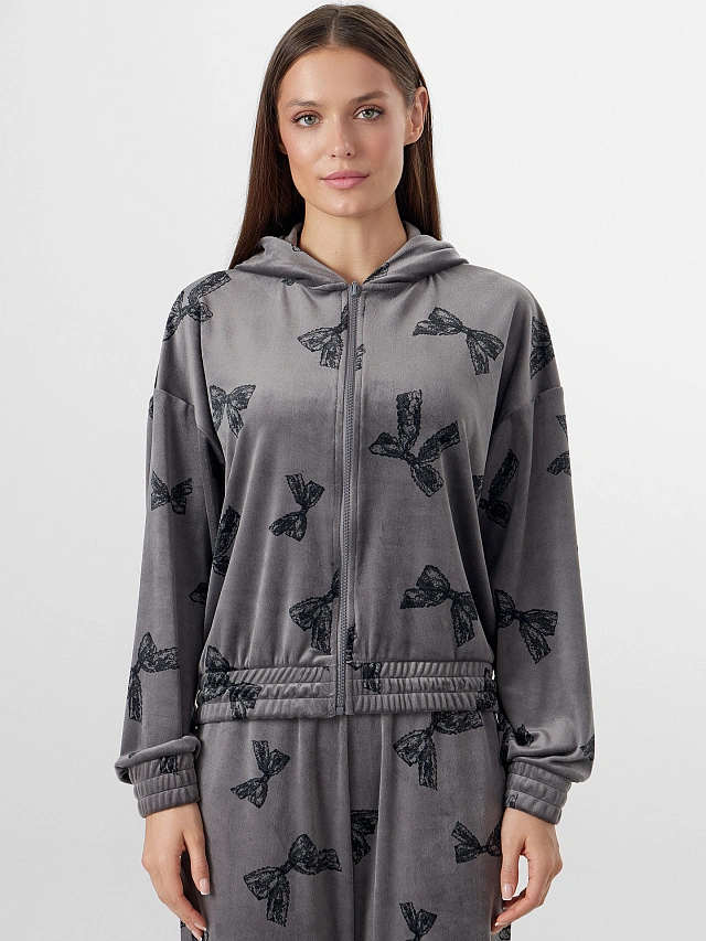 Комплект женский велюровый серый домашний - 5