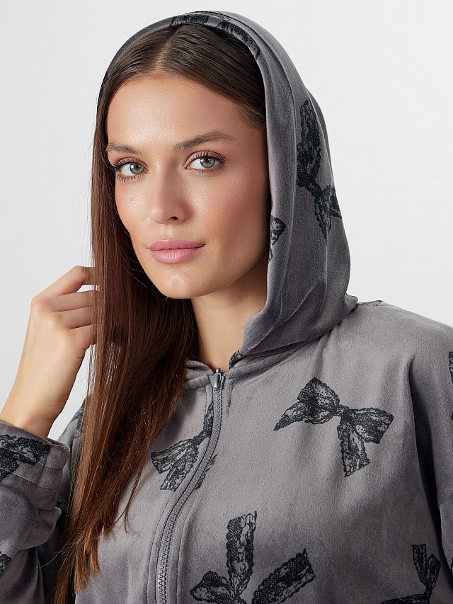 Комплект женский велюровый серый домашний - 7