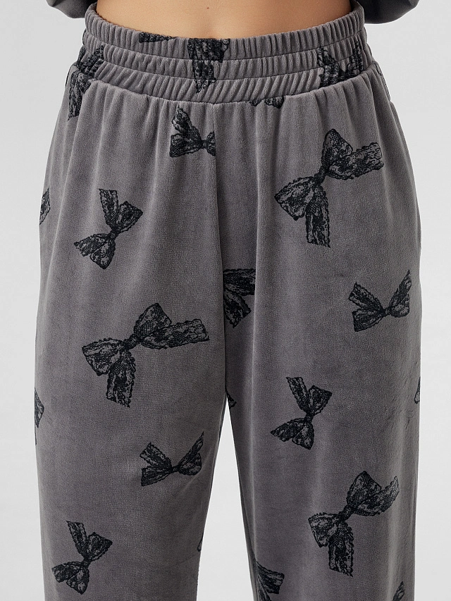 Комплект женский велюровый серый домашний - 8