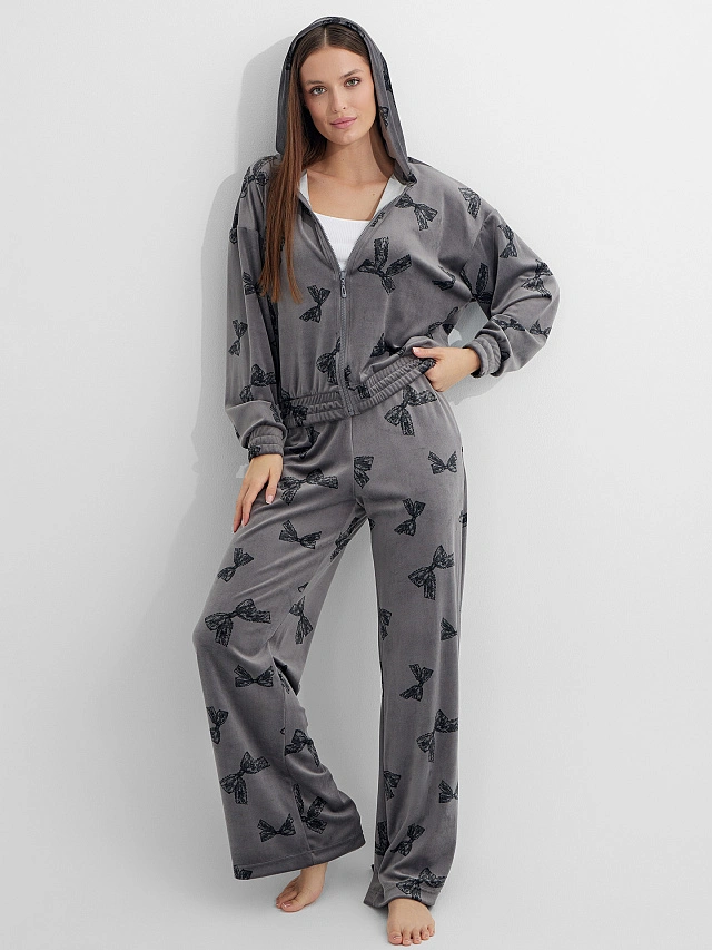 Комплект женский велюровый серый домашний - 9