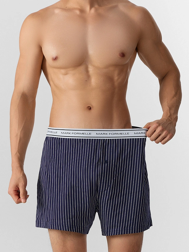 Трусы шорты мужские синие в полоску - 4