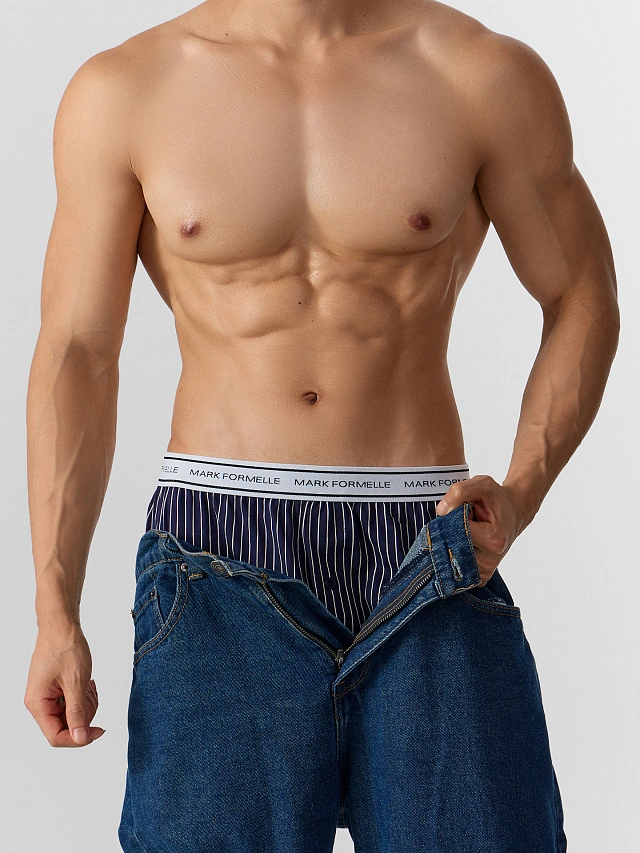 Трусы шорты мужские синие в полоску - 7