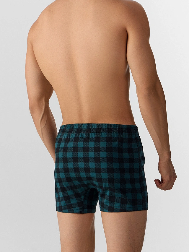 Трусы-шорты мужские зеленые в клетку - 6