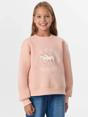 Свитшот для девочек розовый с надписью "follow your dream"