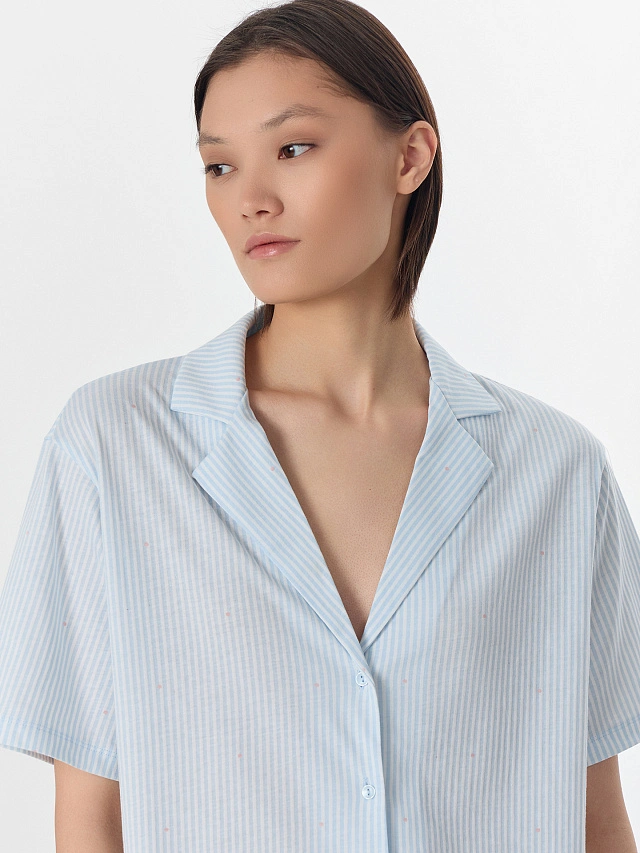 Комплект женский домашний голубой в полоску - 5