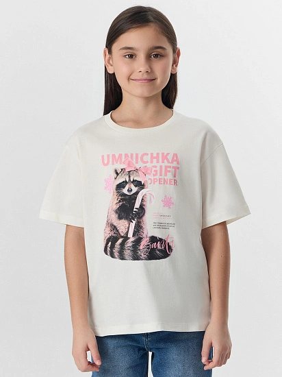 картинка Футболка для девочек с надписью "Umnichka gift opener" от известного бренда одежды для девочек Mark Formelle
