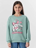 Свитшот для девочек зеленый с надписью "Bunnybun"