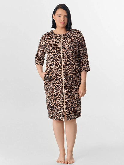картинка Халат женский бежевый с леопардовым принтом от магазина стильной одежды Mark Formelle