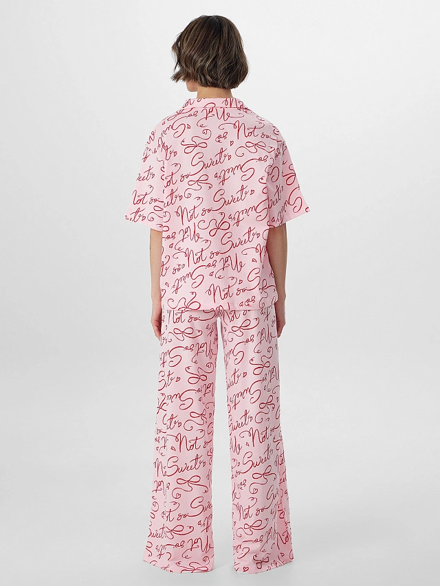 Комплект женский домашний розовый с надписями - 4