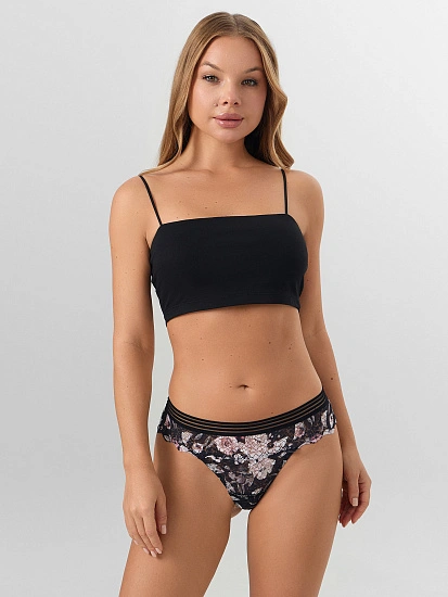 картинка Трусы слипы женские черные кружевные от магазина стильной одежды Mark Formelle