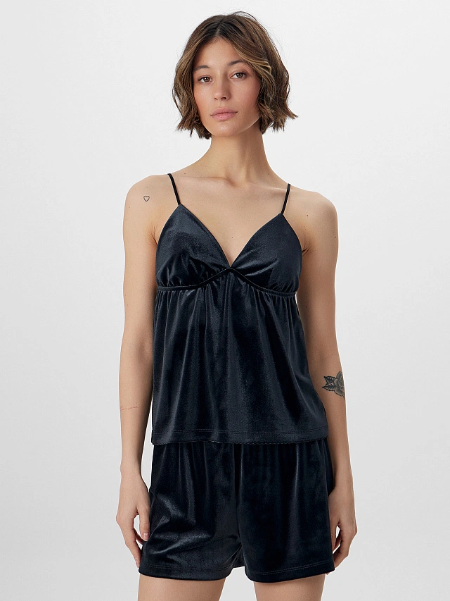 Комплект домашний женский черный велюровый - 4