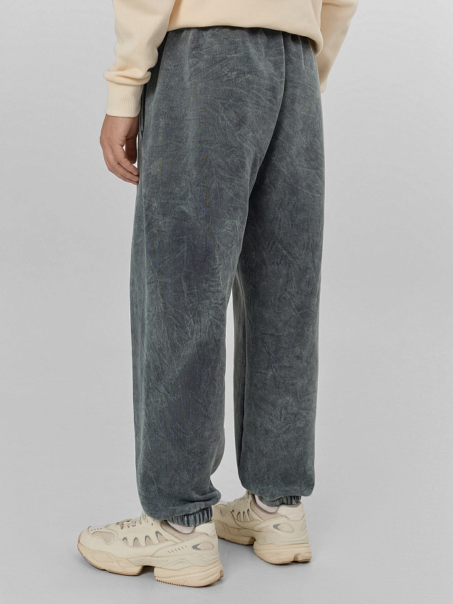 Брюки джоггеры мужские серые с обработкой эйсид - 3