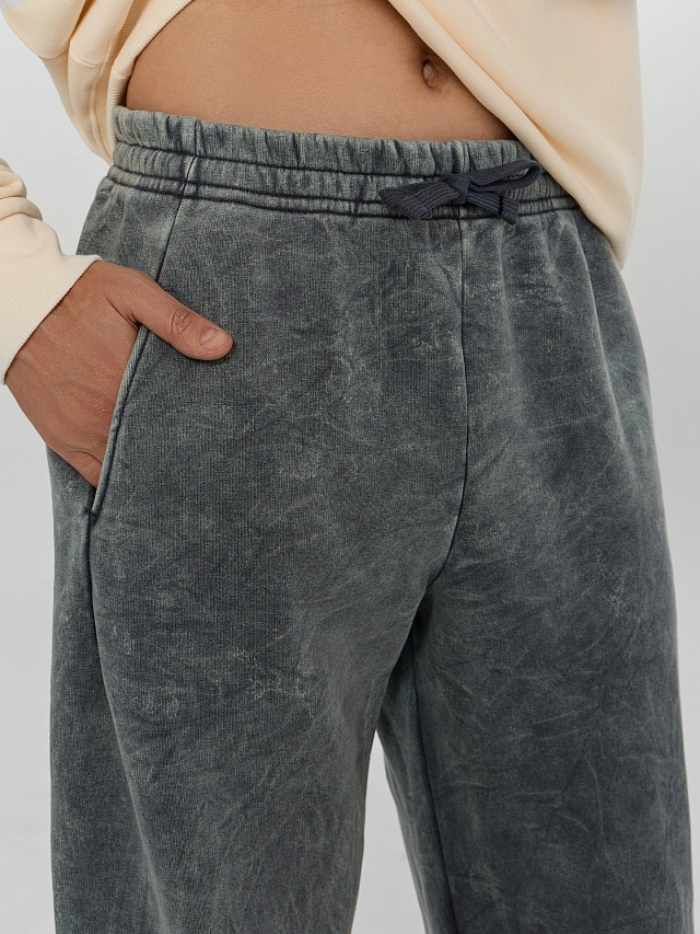 Брюки джоггеры мужские серые с обработкой эйсид - 5