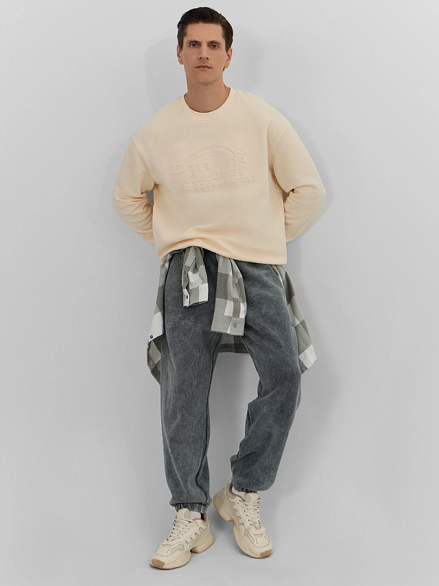 Брюки джоггеры мужские серые с обработкой эйсид - 6