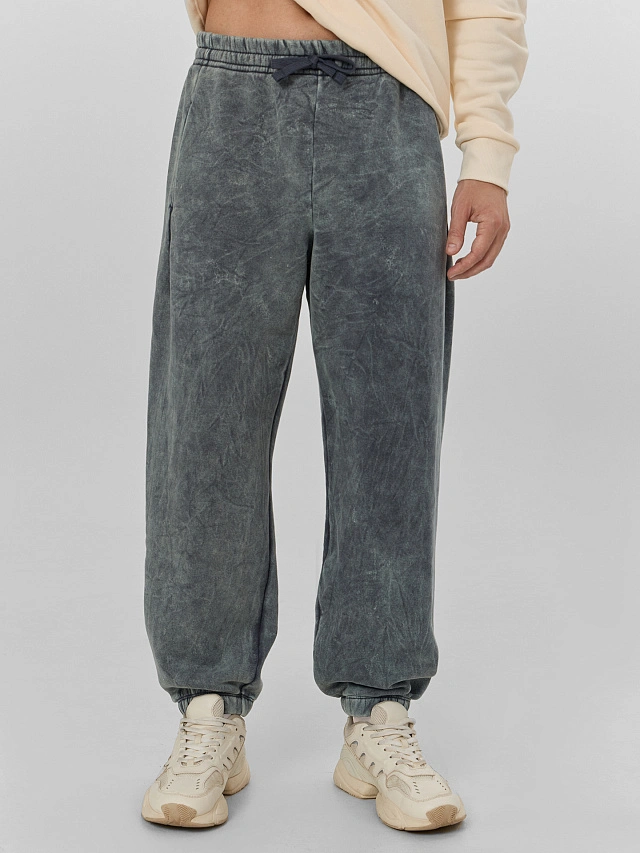 Брюки джоггеры мужские серые с обработкой эйсид - 2