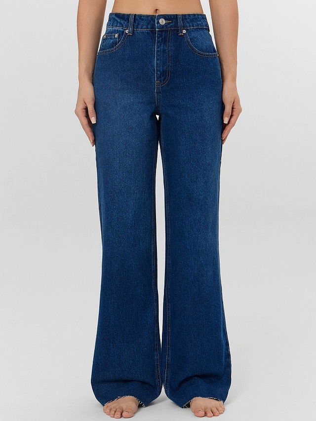 Джинсы женские wide leg темно-синие - 3