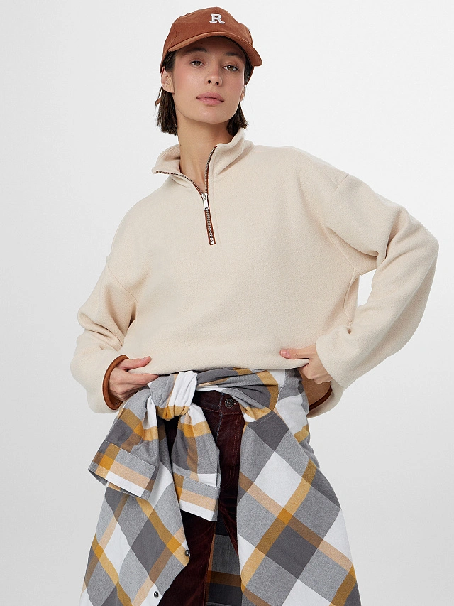 Толстовка женская бежевая из флиса - 7