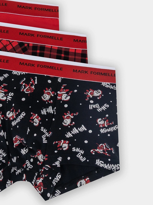 Трусы боксеры мужские с новогодним принтом в наборе, 3 шт - 2