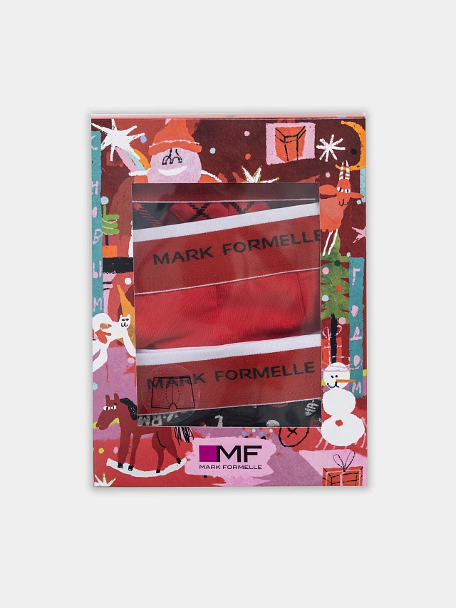 Трусы боксеры мужские с новогодним принтом в наборе, 3 шт - 3