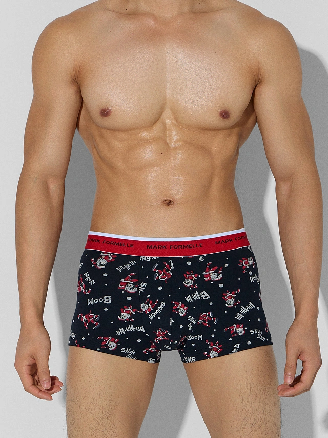 Трусы боксеры мужские с новогодним принтом в наборе, 3 шт - 4