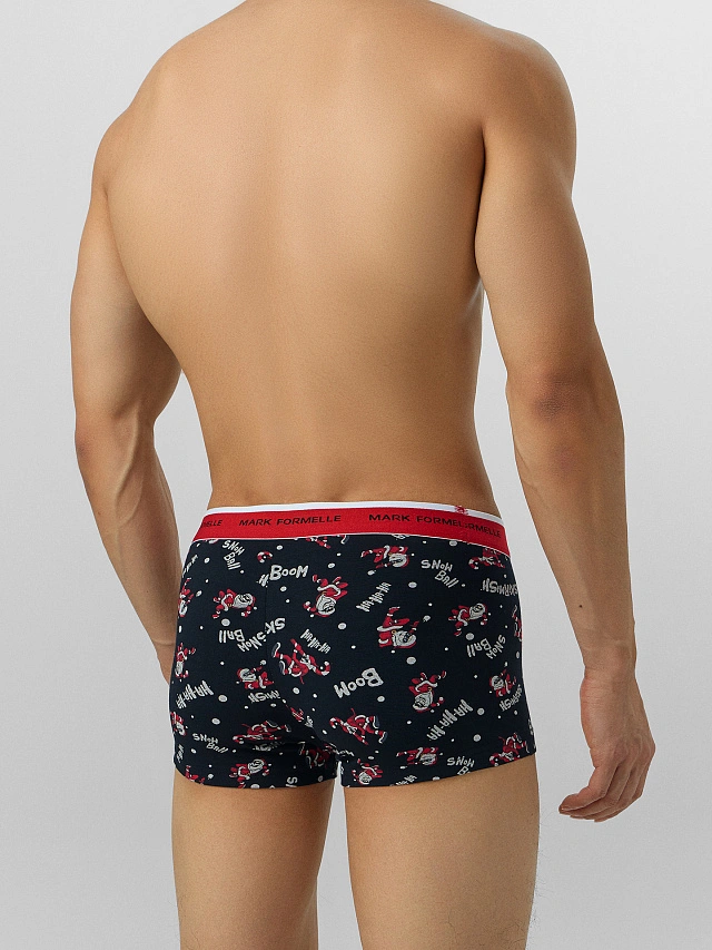 Трусы боксеры мужские с новогодним принтом в наборе, 3 шт - 6