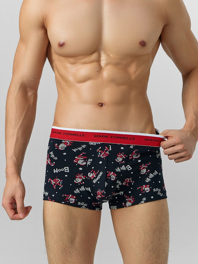 Трусы боксеры мужские с новогодним принтом в наборе, 3 шт - 7