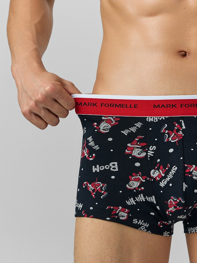 Трусы боксеры мужские с новогодним принтом в наборе, 3 шт - 8