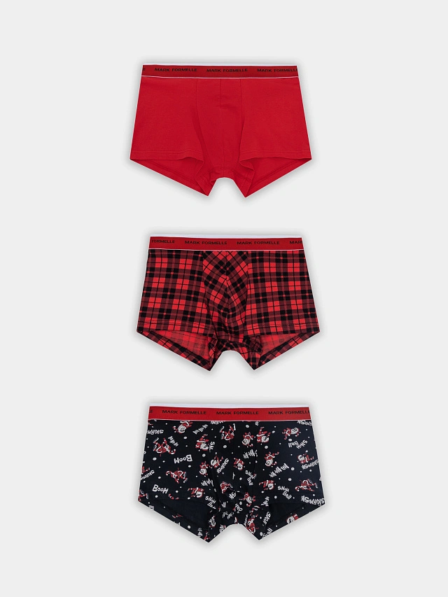 Трусы боксеры мужские с новогодним принтом в наборе, 3 шт - 10