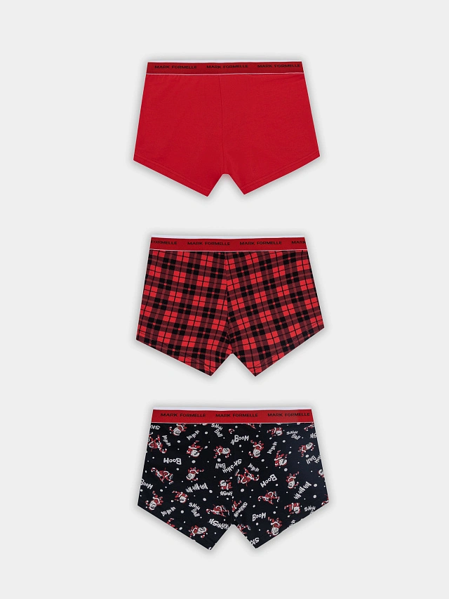 Трусы боксеры мужские с новогодним принтом в наборе, 3 шт - 11