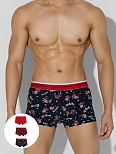 Трусы боксеры мужские с новогодним принтом в наборе, 3 шт