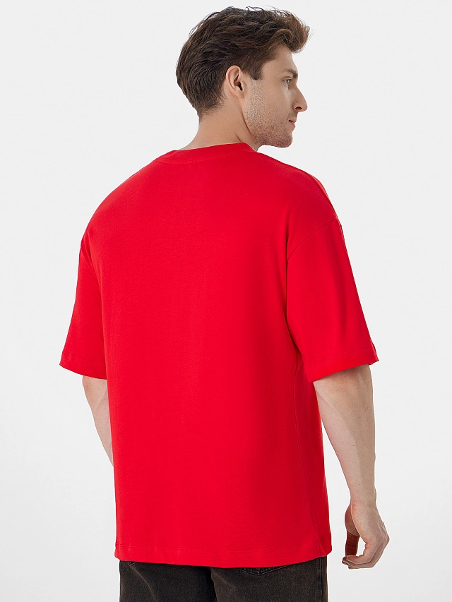 Футболка мужская красная с новогодним принтом - 2