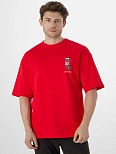 Футболка оверсайз мужская красная с принтом
