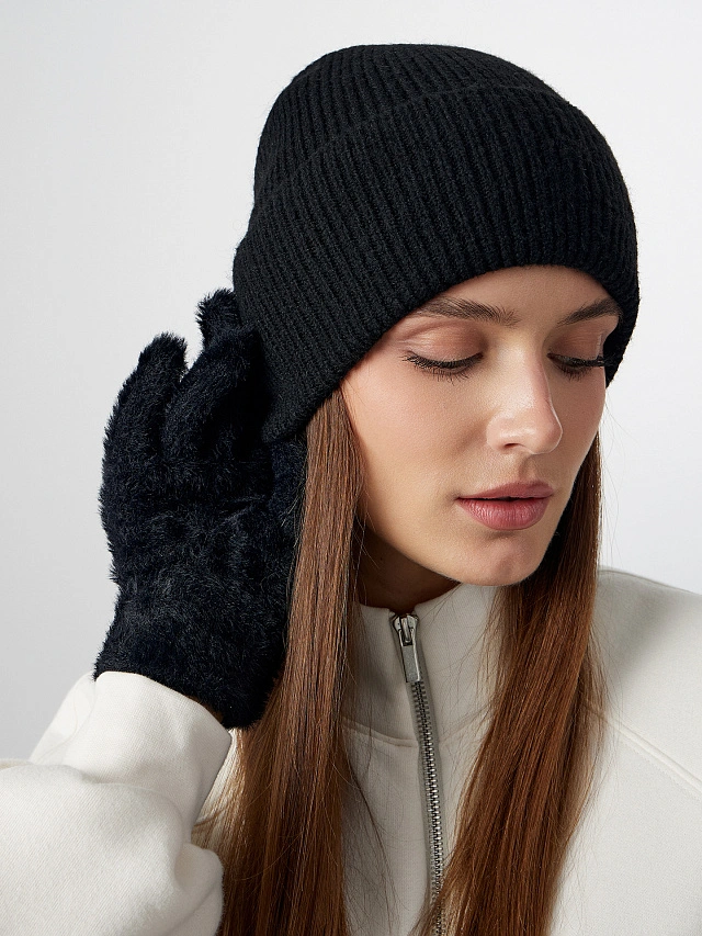 Перчатки женские черные - 4