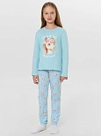 Комплект для девочек голубой с принтом