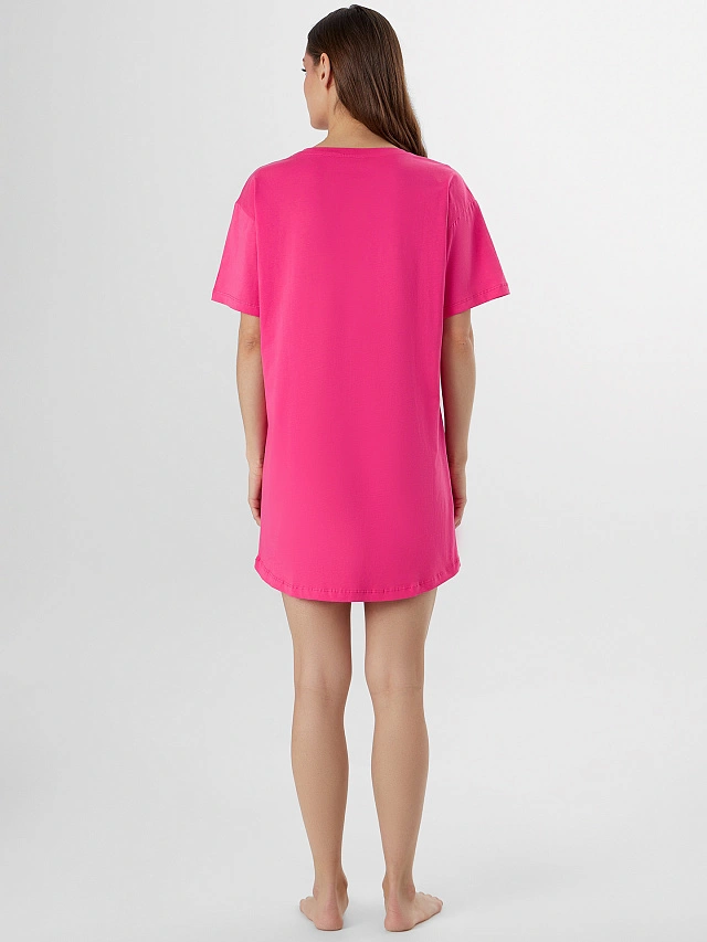 Сорочка ночная женская розовая с принтом - 3