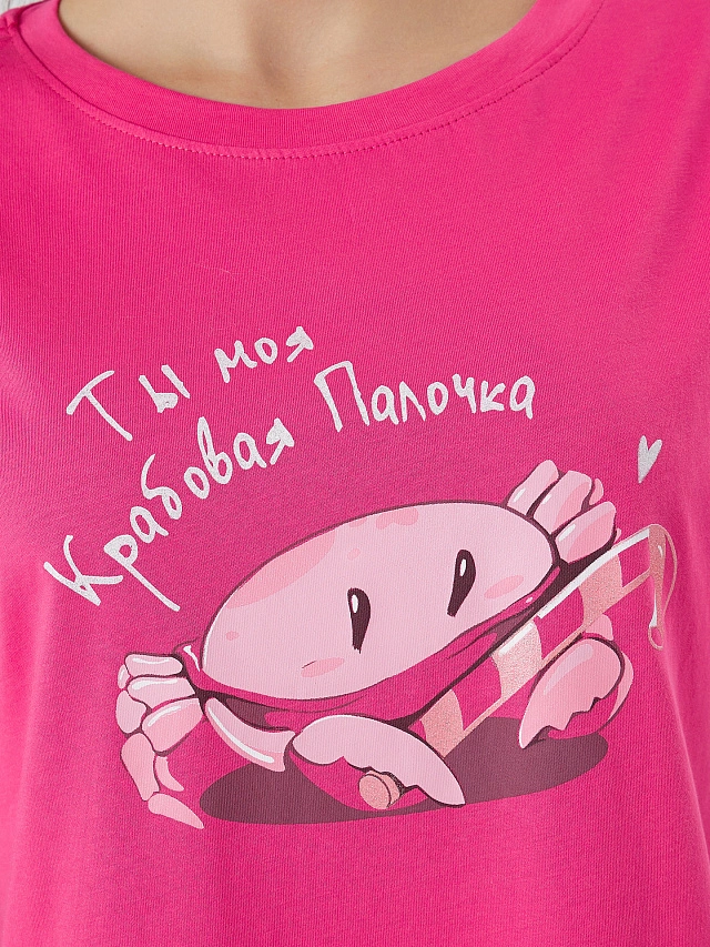 Сорочка ночная женская розовая с принтом - 4