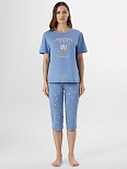 Комплект домашний женский синий новогодний