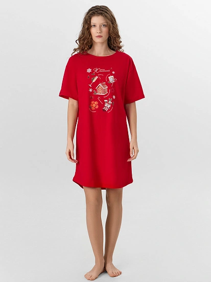 картинка Сорочка ночная женская с новогодним принтом от магазина стильной одежды Mark Formelle